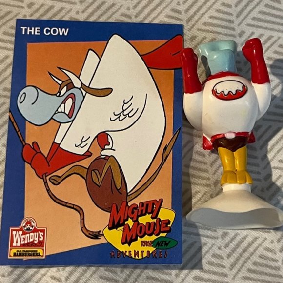 Vintage Rare 1989 Wendy's Kids Toys Mighty Mouse Cartoon Suction Cup Figures 3” - Picture 5 of 8
